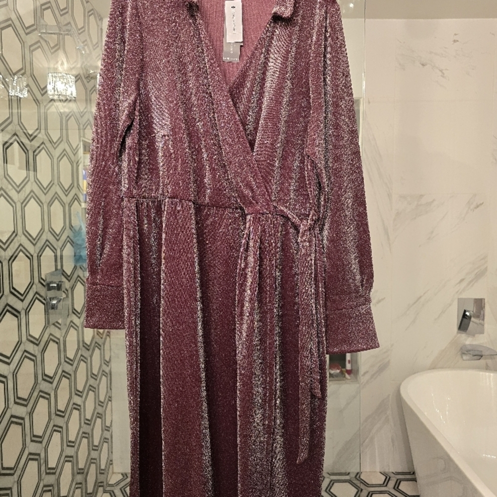 Shimmering Burgundy Wrap Dress